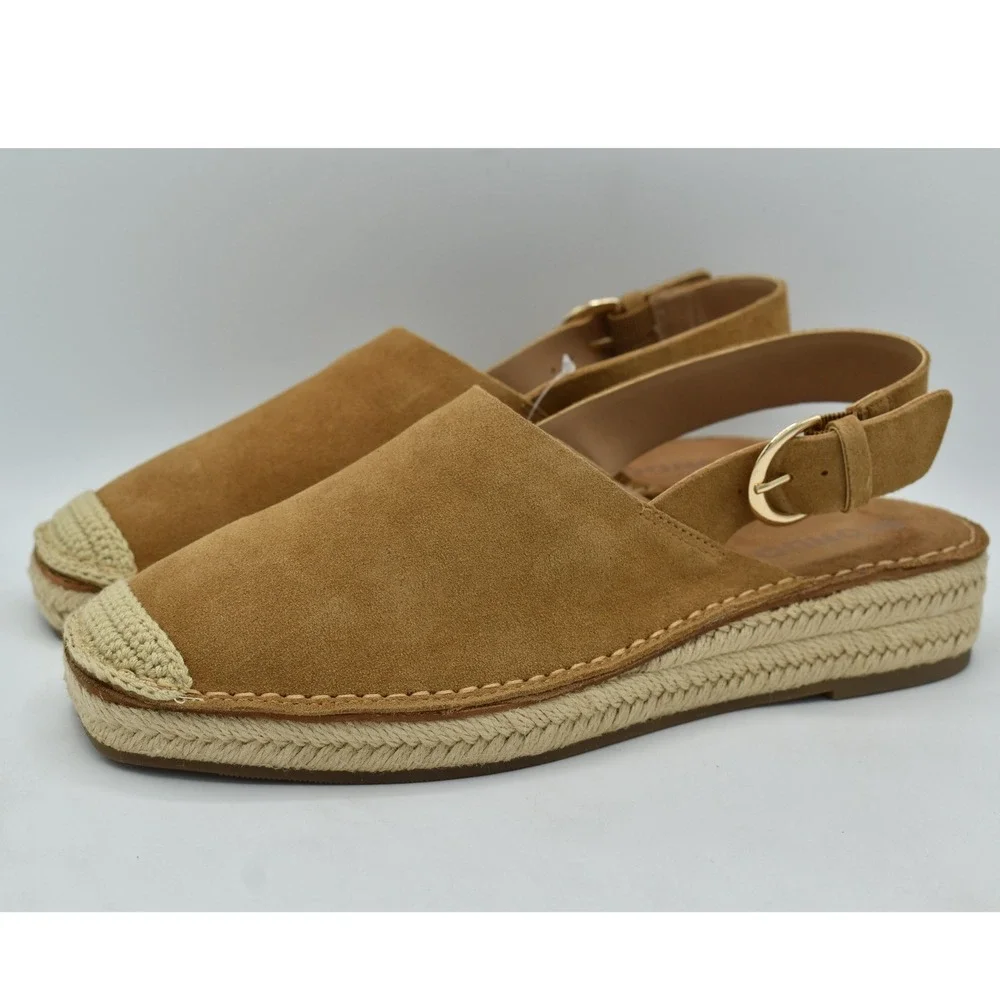 Blondo Hiliana Espadrille Sandals Womens 7.5 Tan Suede Water Resistant Platform